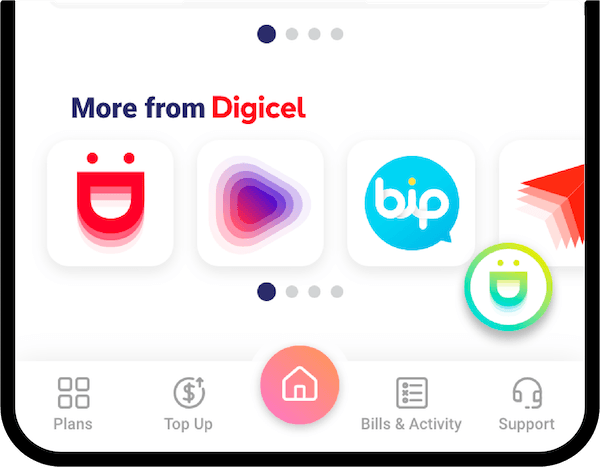 A phone showing more apps from  Digicel