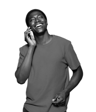 Man on a phone call, smiling