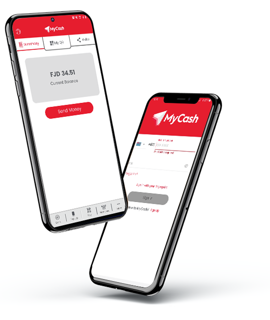 Two phones showing MyCash